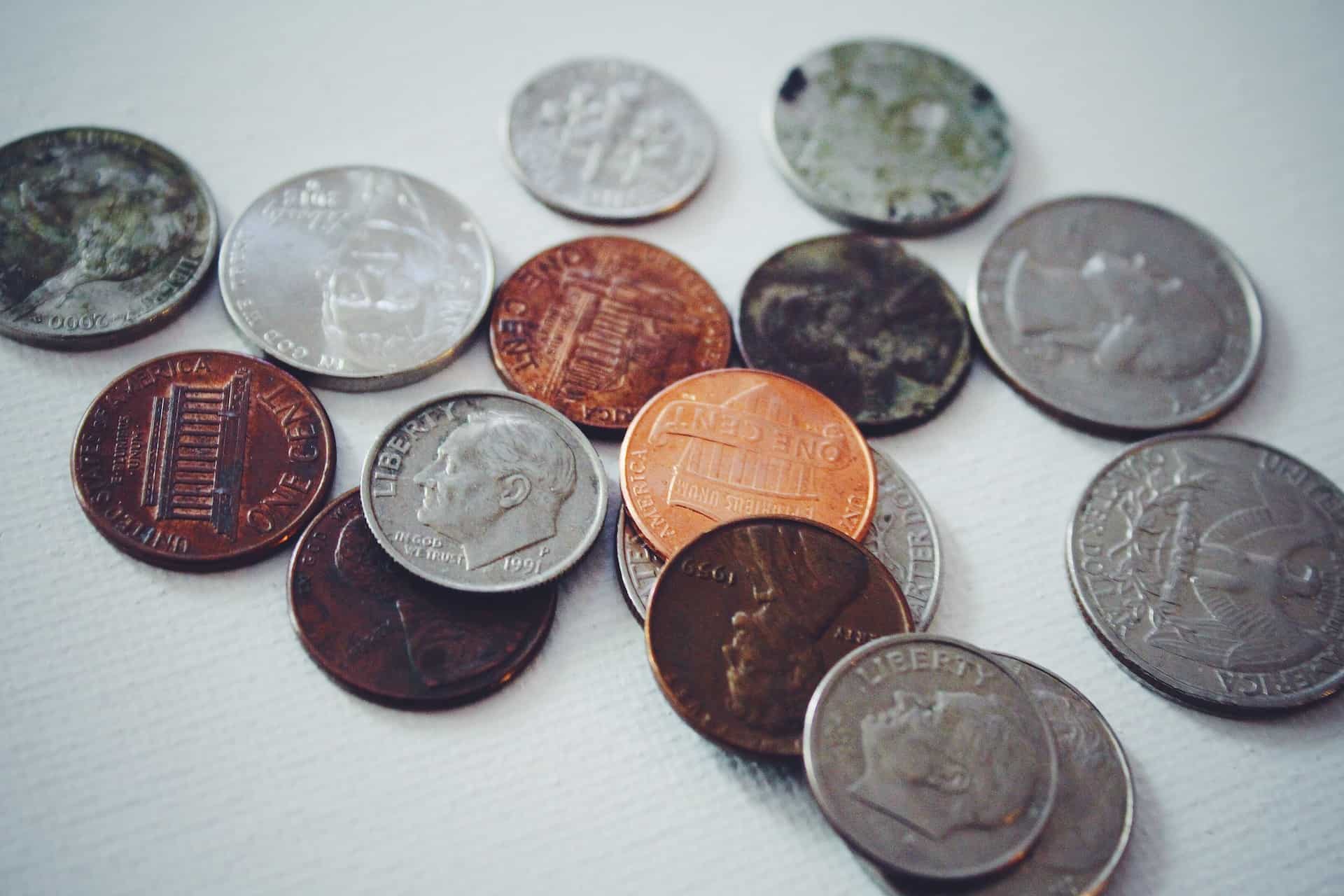 Coins in a pile