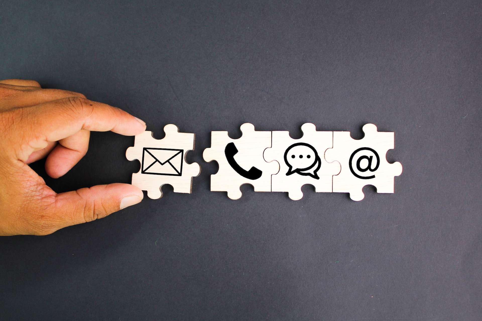 Connecting puzzle pieces focused on email