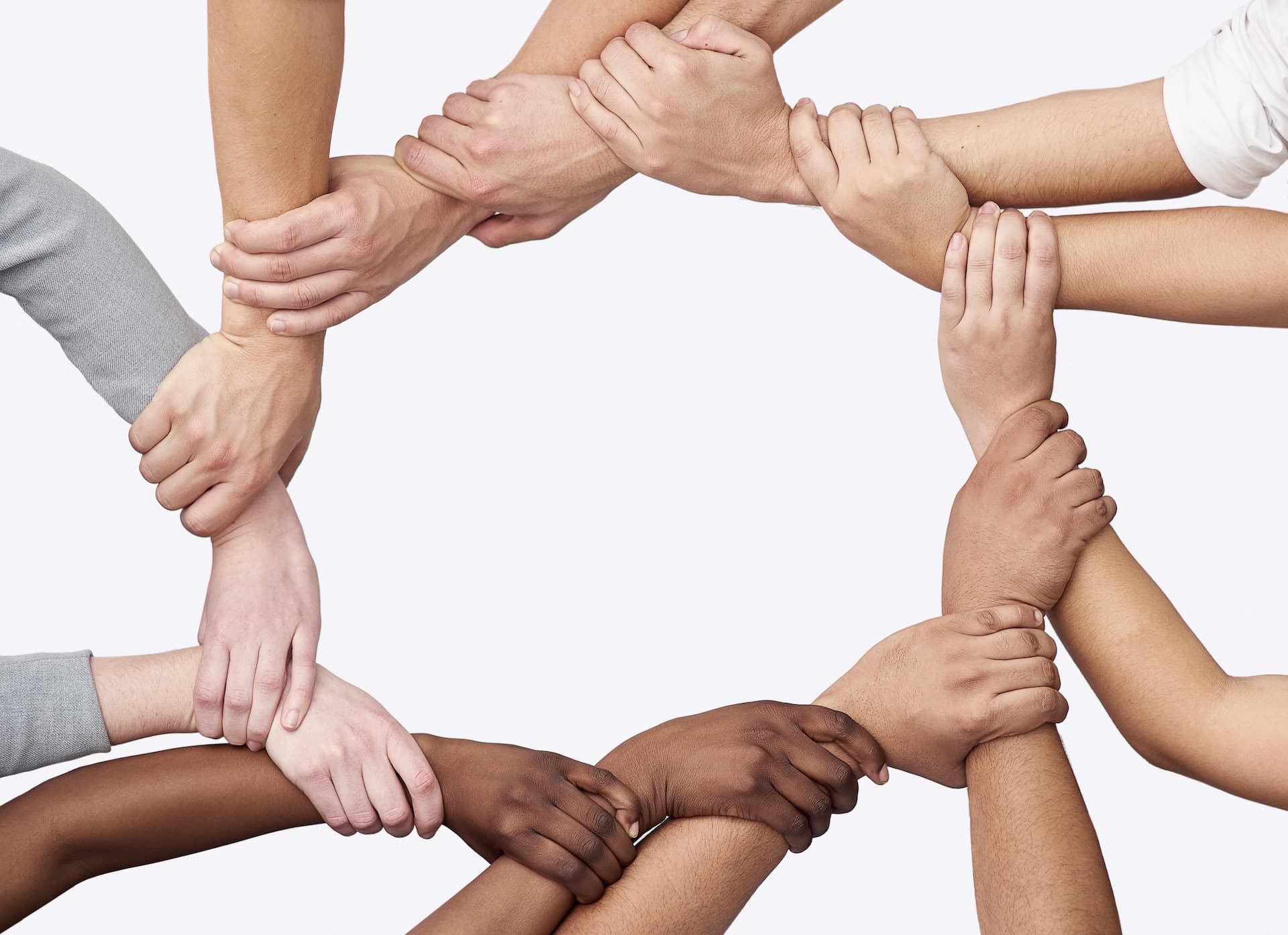 Multiple hands linked together